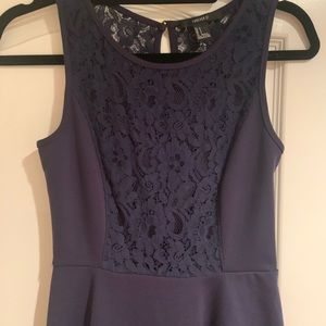 Blue lace top skater dress